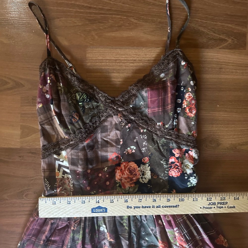 Hot Topic Pink and Brown Thorn & Fable Cottage Floral Patchwork Sundress - Picture 5 of 11